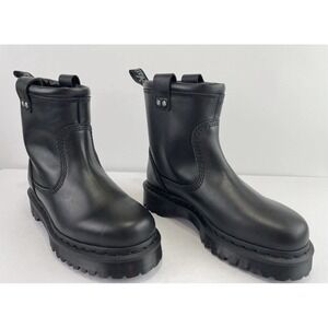 *NEW* Dr. Martens Anistone Lo Black Leather Biker Boots Women's Size 6 Men's 5